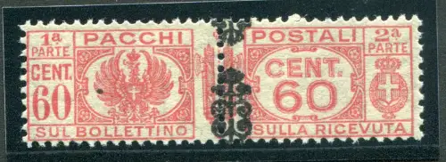 Postpakete Cent. 60 Fries mit nach unten und rechts verschobenem Aufdruck