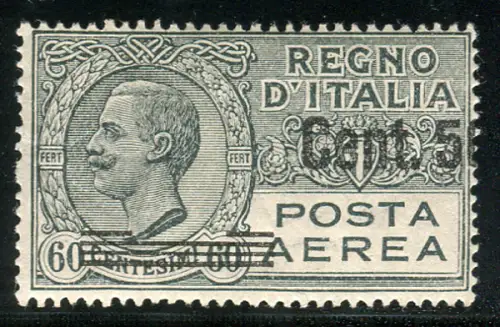 Luftpost Cent. 50 von 60 verschobenen Überdrucksorten