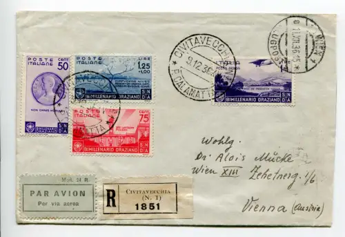 Horaz Lire 1,25 + Ergänzungen + Luftpost auf Umschlag nach Wien