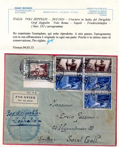 Zeppelin - Aerogramm für die Schweiz mit Zeppelin Kreuzfahrt weitergeleitet