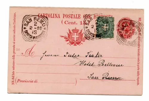 C.P. Umberto I. Cent. 7,1/2 n. C26 Mill. 98 mit Zusatzmarke