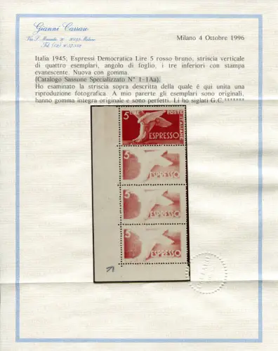 Espresso Lire 5 Sorten unvollständiger Druck