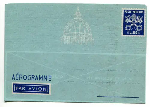 Vatikan - Aerogramma Lire 80 Cupolone - doppelte filigrane Sorte