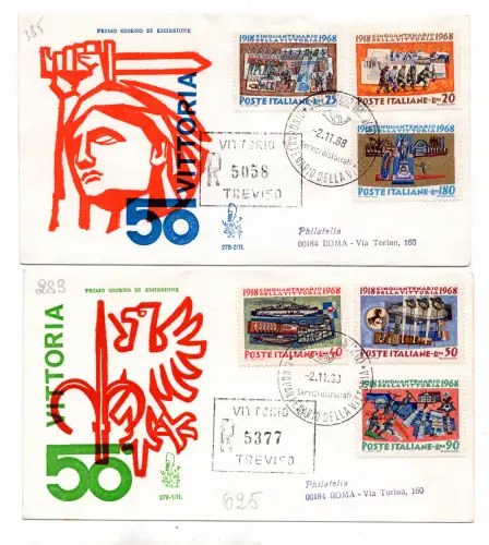 Italien FDC Venetia 1968 Vittoria voyata Racc. für Italien