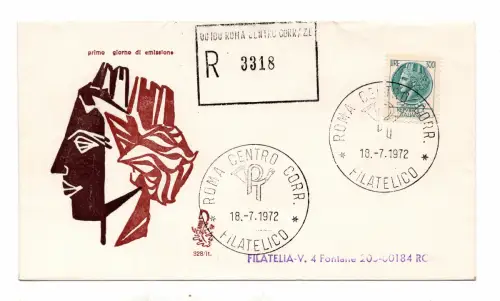 Italien FDC Venetia 72 Syrakus Lire 300 gereist Racc. für Italien