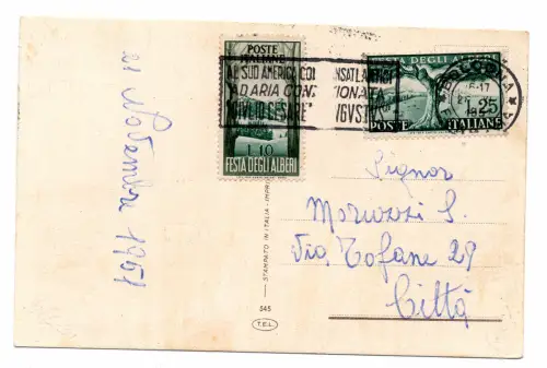 Baumfest Serie auf Postkarte gereist ab Bologna