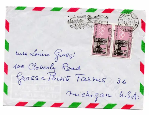 Vor Olympischen Spielen Rom 60 Lire zwei Exemplare auf Luftumschlag