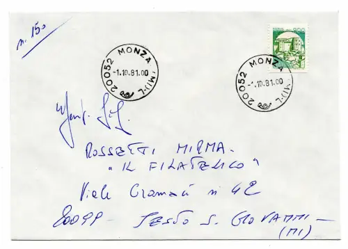 Rollenschlösser Lire 300 isoliert auf Ersttagsumschlag des Tarifs