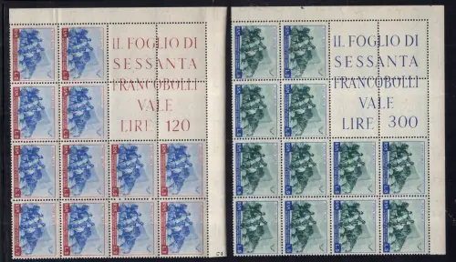 Garibaldi 1949 - 7 Werte in Eckblöcken von 12 Exemplaren postfrisch