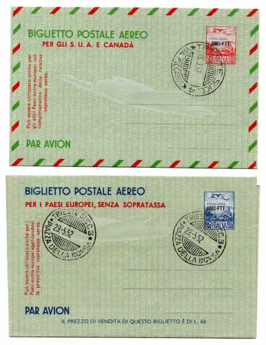 Triest A-Aerogramme Lire 60 e120 storniert I.Ausgabetag