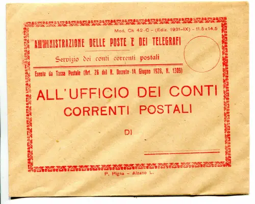 Umschlag für den Versand von zu prüfenden Dokumenten (Mod. Ch 42 - C)