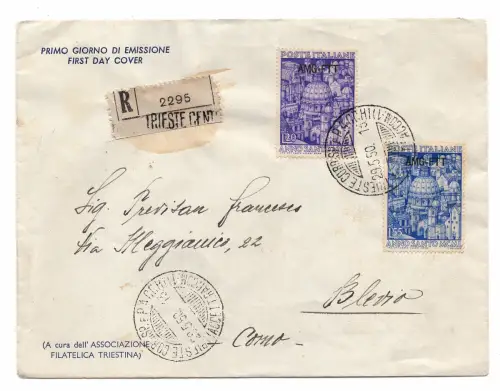 Triest A - Anno Santo n. 73/74 Serie auf Umschlag Racc.