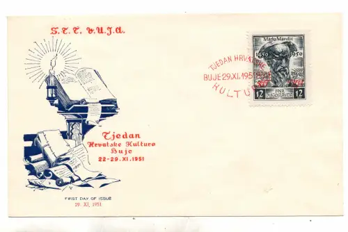 Triest B - Kroatischer Kulturtag Nr. 45 auf FDC Umschlag