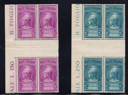 Luftpost Lire 3 und 5 Viertel mit Zwischenraum - MNH