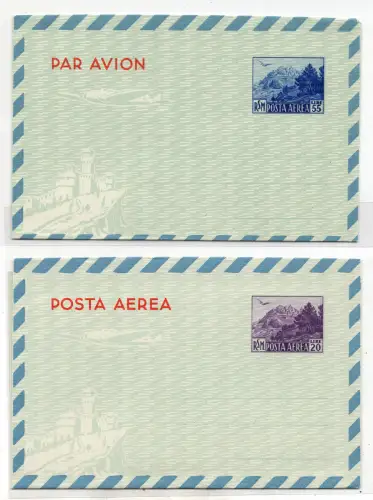 San Marino - Aerogramma Lire 20 e Lire 55 Veduta