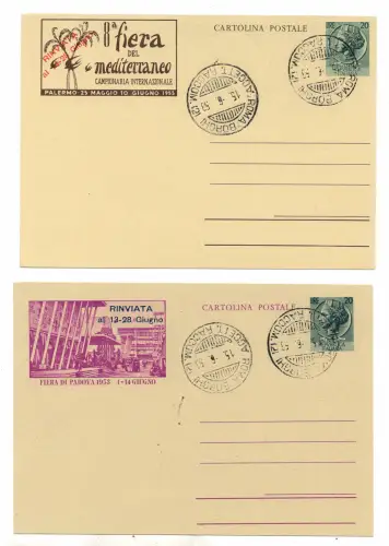 Postkarten Messen von Padua und Palermo gebraucht Stempel FDC