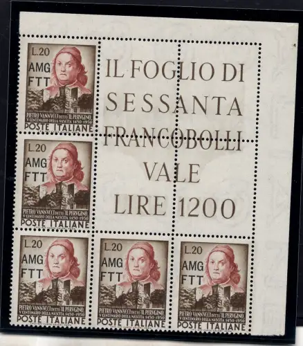 Triest A - Perugino Nr. 126 Eckblock postfrisch