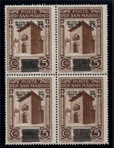 Fall des Faschismus Cent. 5 n. 253a Doppelaufdruck MNH