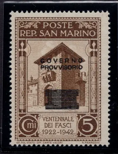 Provisorische Regierung Cent. 5 n. 266g verschobener Aufdruck - MNH