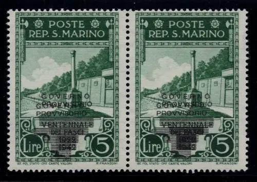 Provisorische Regierung Lire 5 Nr. 275aa Doppelaufdruck - MNH