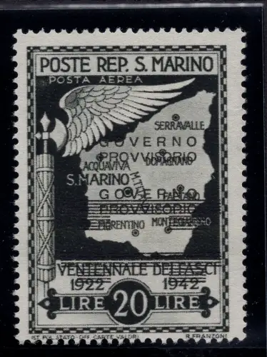 Provisorische Regierung Lire 20 Nr. A47 Doppelaufdruck - MNH