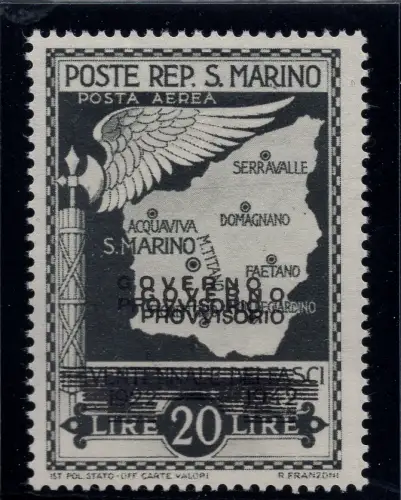 Provisorische Regierung Lire 20 Nr. A47aa Doppelaufdruck - MNH