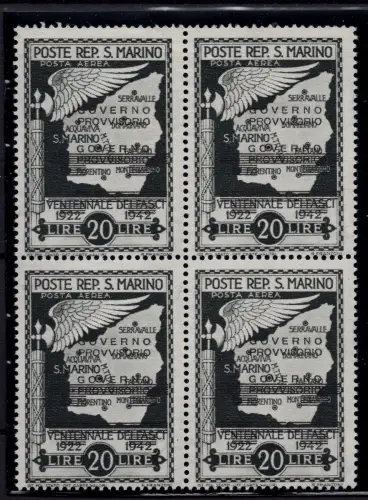 Provisorische Regierung Lire 20 Nr. A47 Viertel Doppelaufdruck - MNH