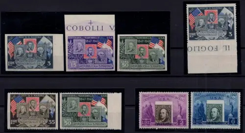 Hundertjährige Briefmarke USA - Lot von 7 verschiedenen Sorten - MNH