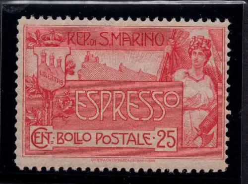 San Marino - Espresso Nr. 1 Allegoria 25 c. MNH