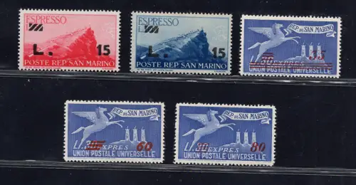 San Marino - Espressi Serie Aufdruck Nr. 16/20 MNH