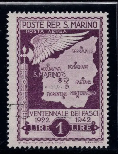 Provisorische Regierung 1 Lira P.A. Nr. 45 unvollständiger Aufdruck - postfrisch