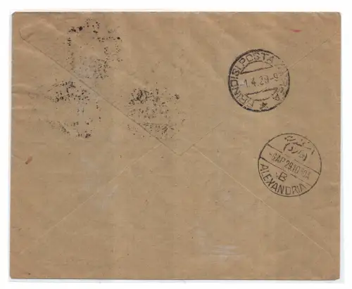 1929 Genua / Alexandria d'Egitto vom 31.3.29 - Aerogramm