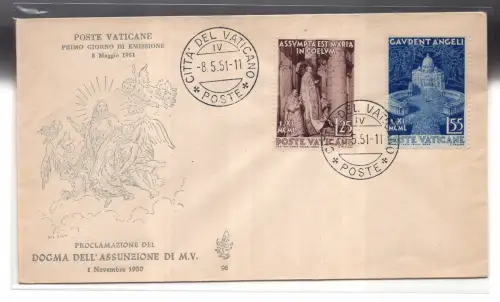 Vatikan FDC Venetia 1951 Dogma nicht gereist