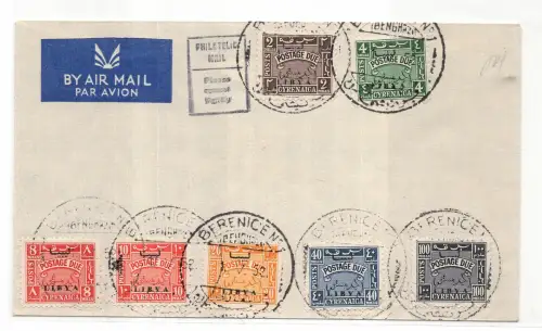 Libyen Unabhängiges Königreich Kyrenaika Steuermarken Nr. 1/7 Serie auf Umschlag