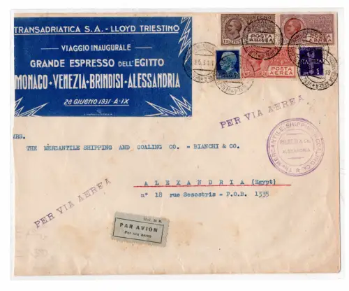 I. Luftfahrt Venedig Alexandria Ägypten 28.6.31