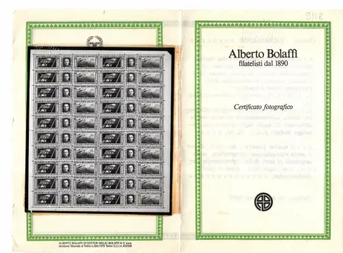 1933 Nordatlantikkreuzfahrt Balbo Blatt 20 Triptychone Bolaffi MNH