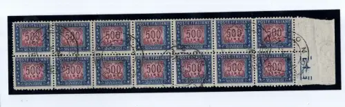 Steuermarken Lire 500 Block gebrauchtFiligran Rad CD