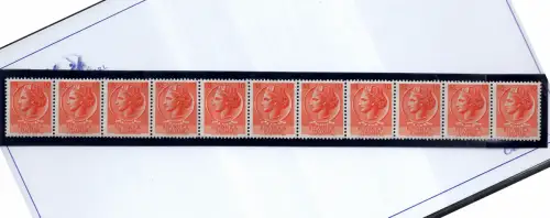 Syrakus Lire 10 Streifen von 11 Exemplaren Sterne IV vertikal - MNH