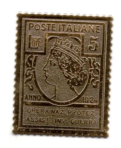 Parastatali Opera Naz. Prot. Assist. Inv. Krieg Lire 5 Reproduktion auf Goldfolie