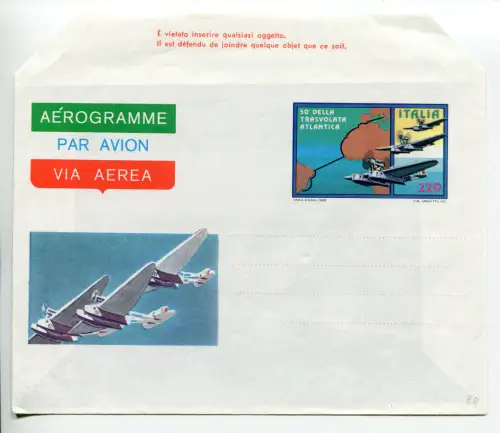 Aerogramma Lire 220 Transvolata Atlantica Nr. A 13