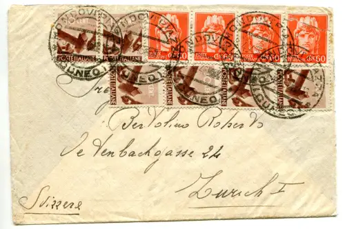 Democratica Cent.10 - 6 Exemplare + Cent.60 orange Windblock auf der Rückseite Umschlag