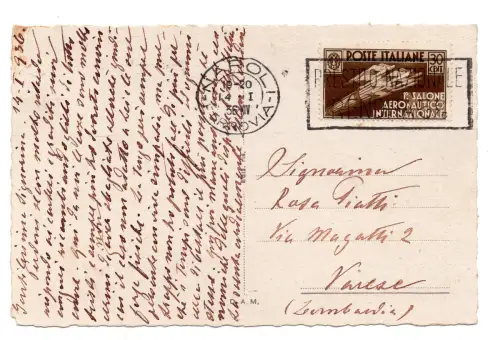 Salone Aeronautico Cent. 30 Blocks auf Postkarte