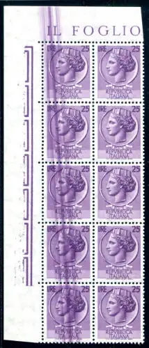 Syrakus Lire 25 Sterne II. verschiedene Druckstreifen