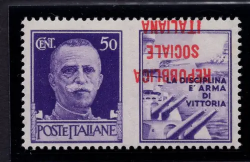 Kriegspropaganda Cent. 50 n. 34Caa auf der MLH-Vignette umgedreht