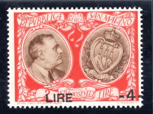 Roosevelt Lire 4 su 2 P.A. n. 70g Sorte - MNH