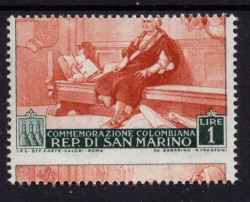 Colombo Lire 1 Nr. 372ga verschobene Verzahnung - MNH