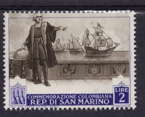 Colombo Lire 2 Nr. 373a Mitte stark nach oben verschoben - MNH