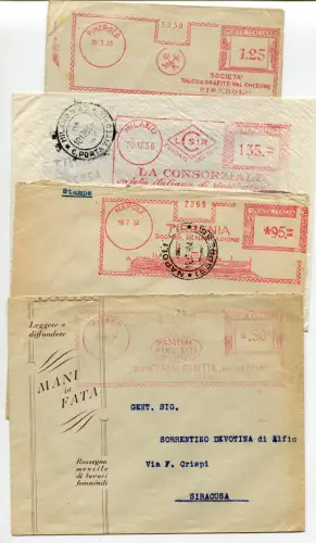 Rote Mechanik - Lot von vier Umschlägen mit verschiedenen Abdrücken