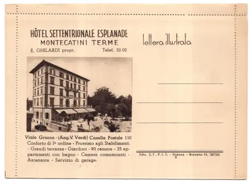 Hotel Esplanade Montecatini - Werbung - Neuer Brief