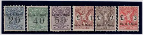 Steuermarken Vaglia Nr. 1/6 komplette Serie Bolaffi Zertifikat - MNH
